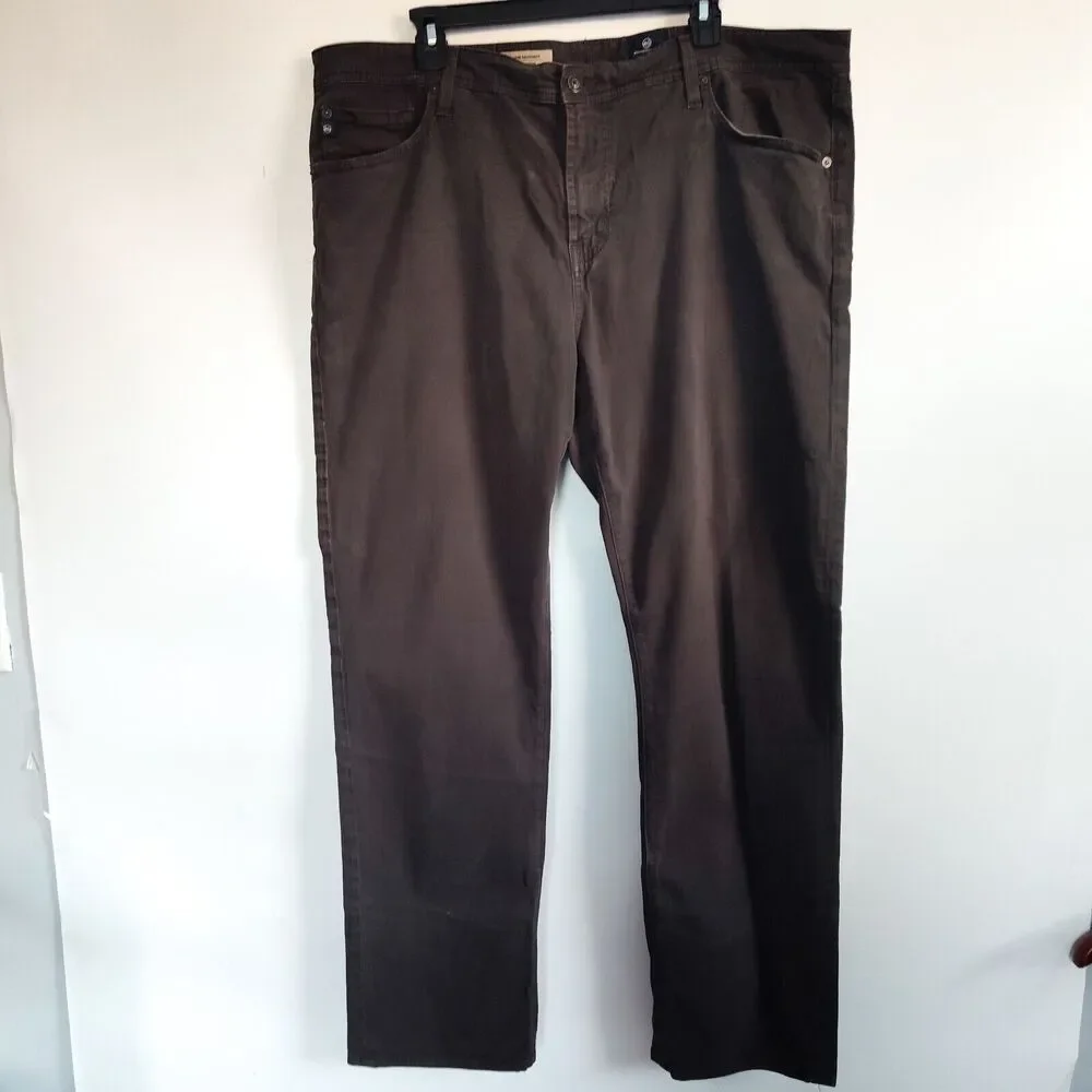 AG Adriano Goldschmied Men's 40x32 The Graduate Tailored Leg Pants Dark Brown